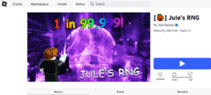Open Jule’s RNG in Roblox.